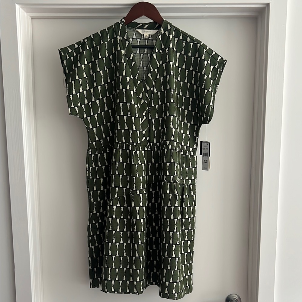 Green and White Patterned Dress